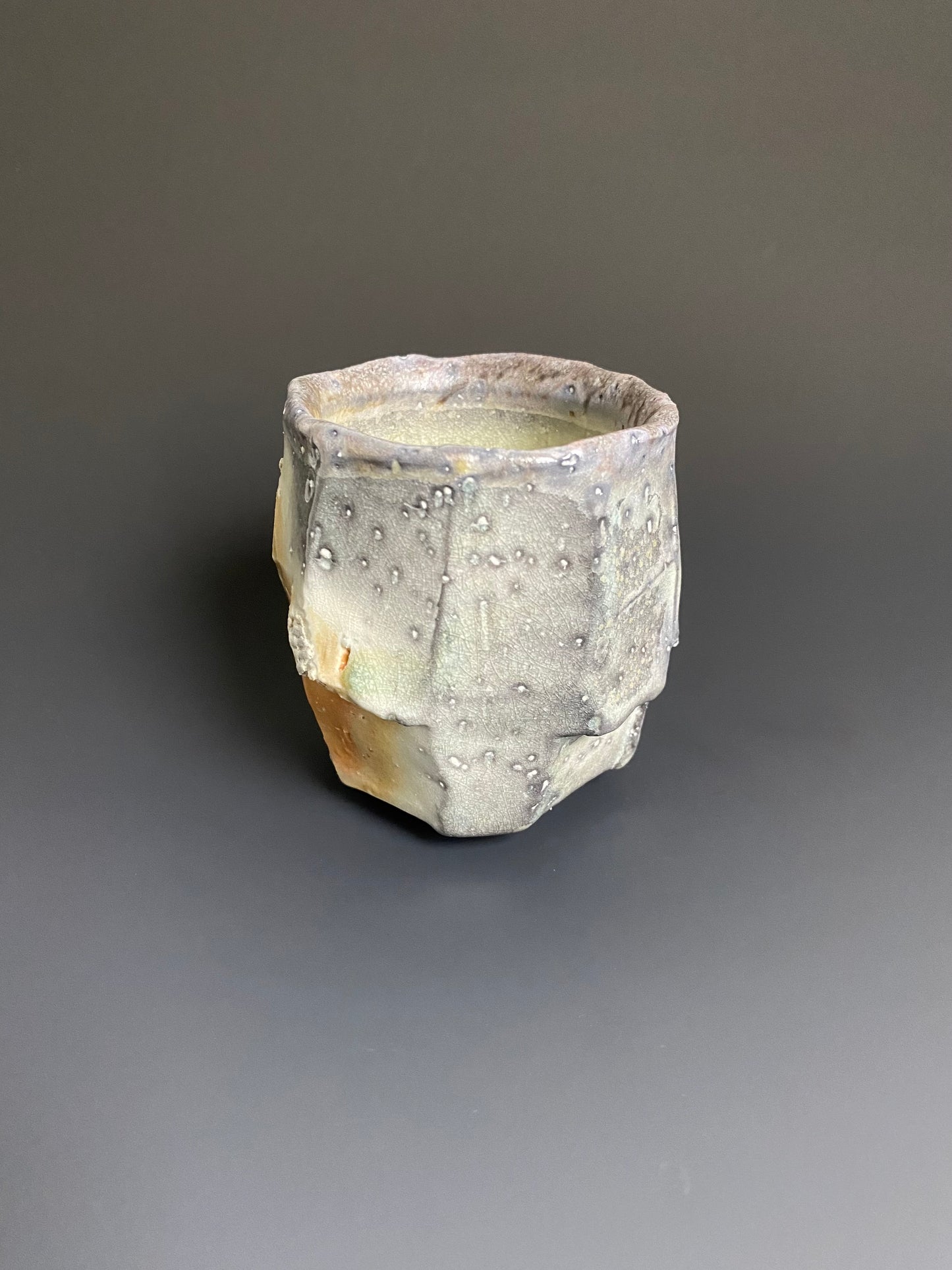 Faceted Wood Fired Porcelain Yunomi