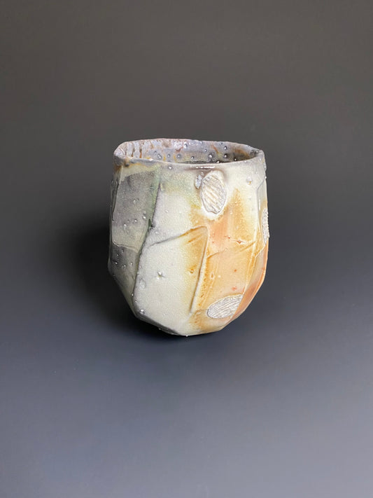 Faceted Wood Fired Porcelain Yunomi