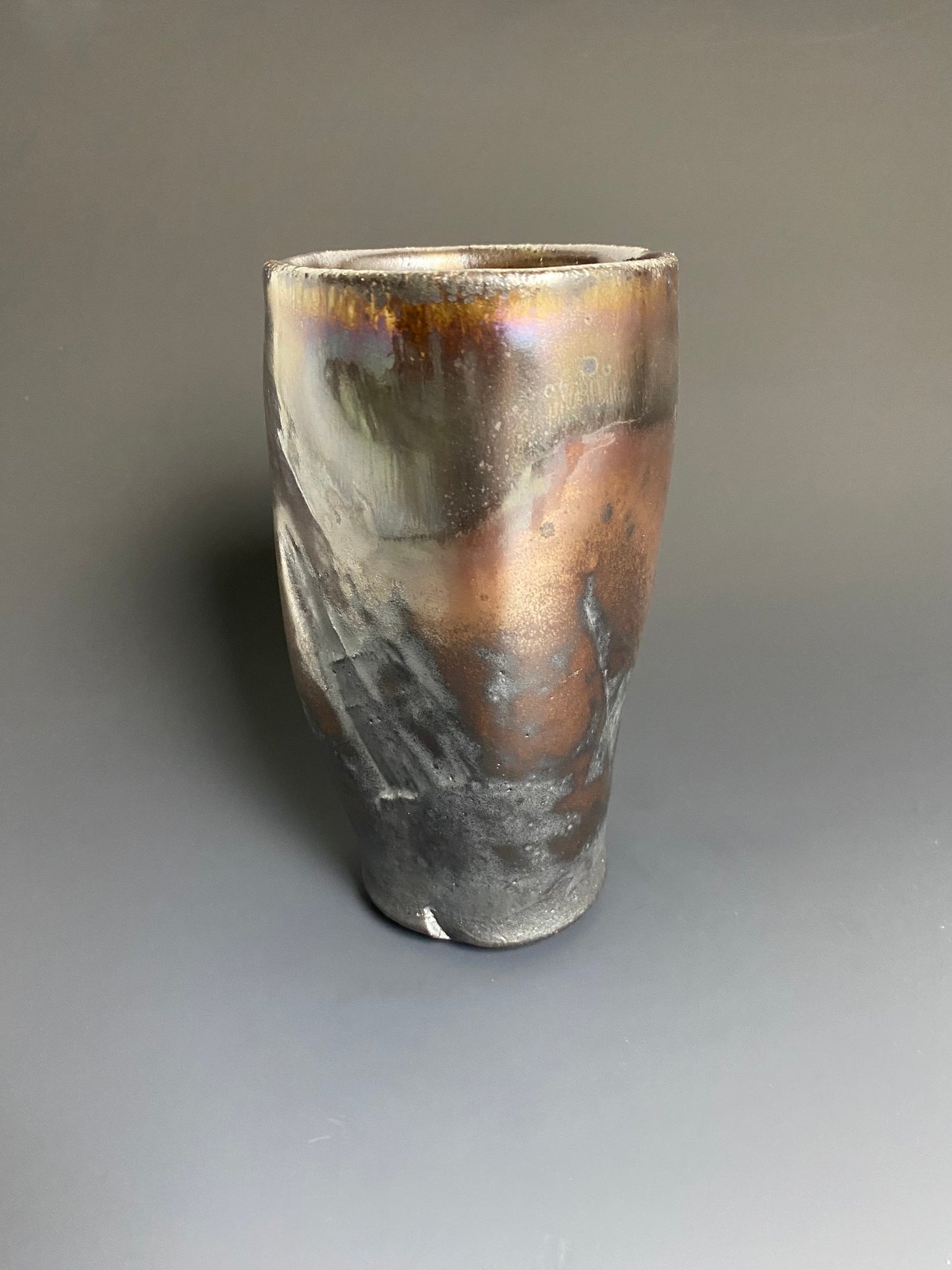 Wood Fired Stoneware Tumbler with Iridescence