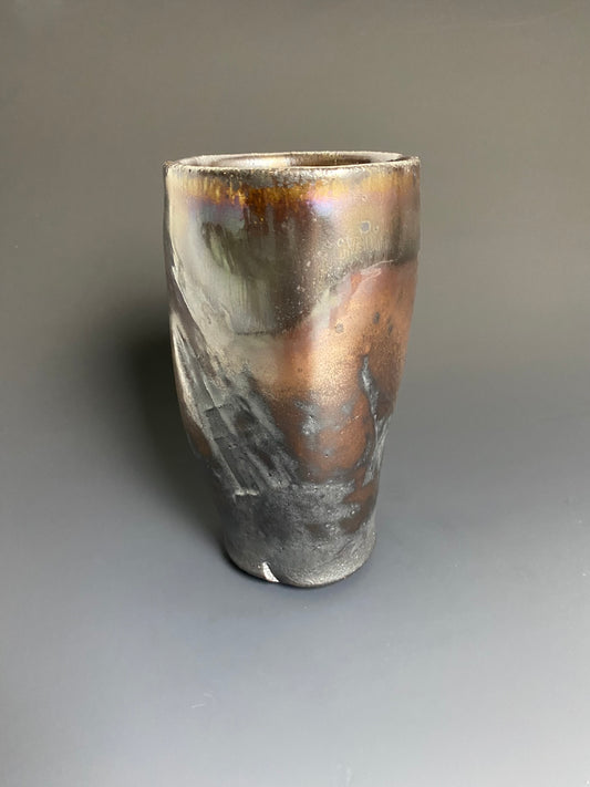 Wood Fired Stoneware Tumbler with Iridescence
