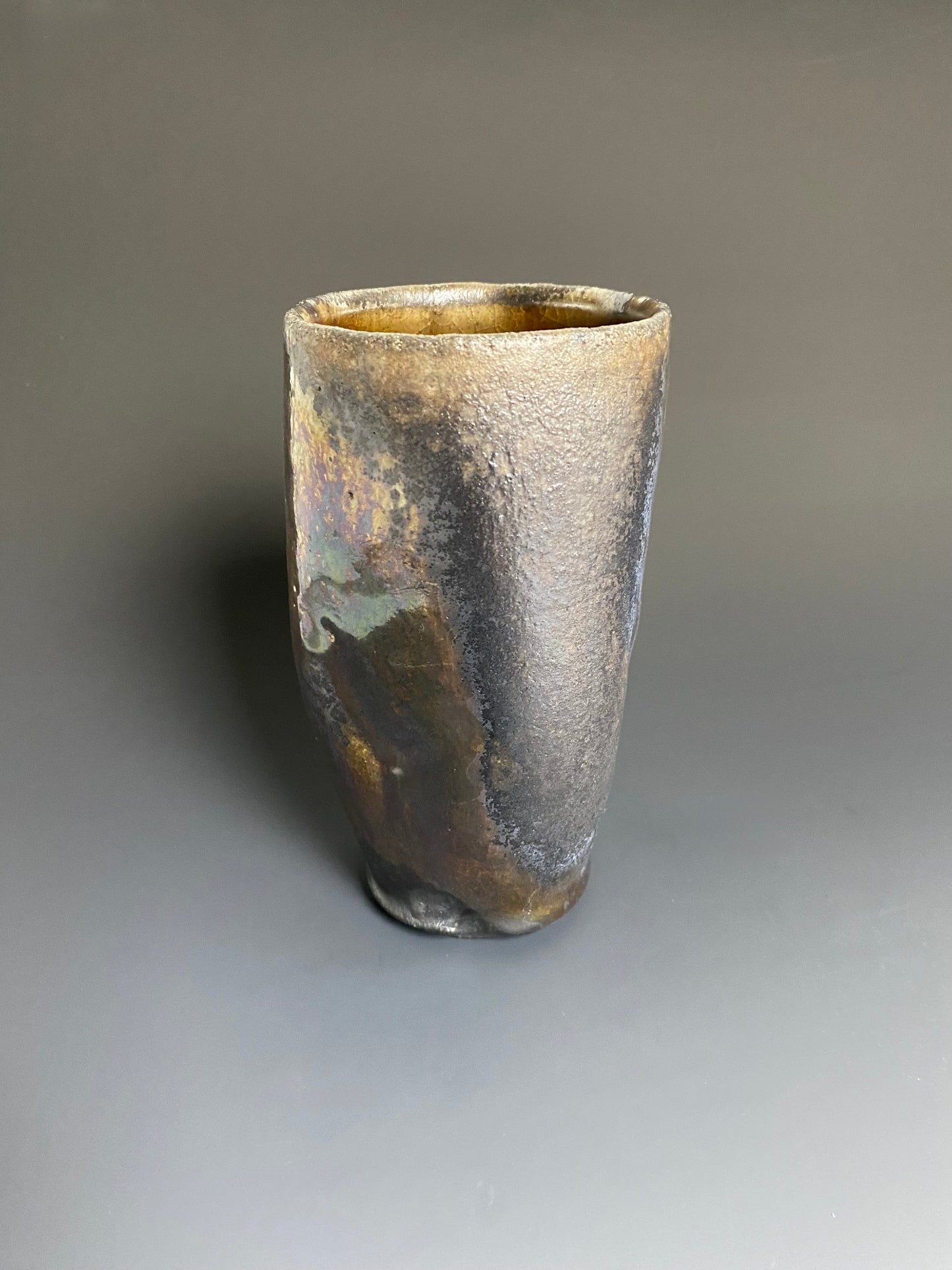 Wood Fired Stoneware Tumbler with Iridescence
