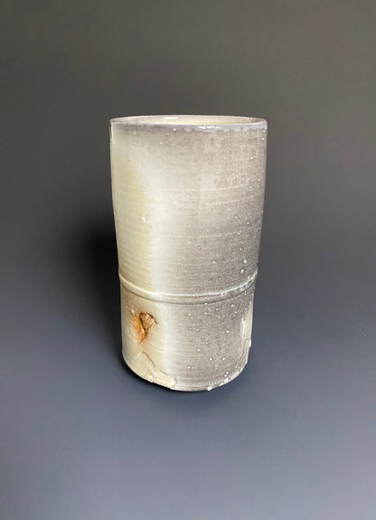 Tall Wood Fired Porcelain Tumbler with Indents