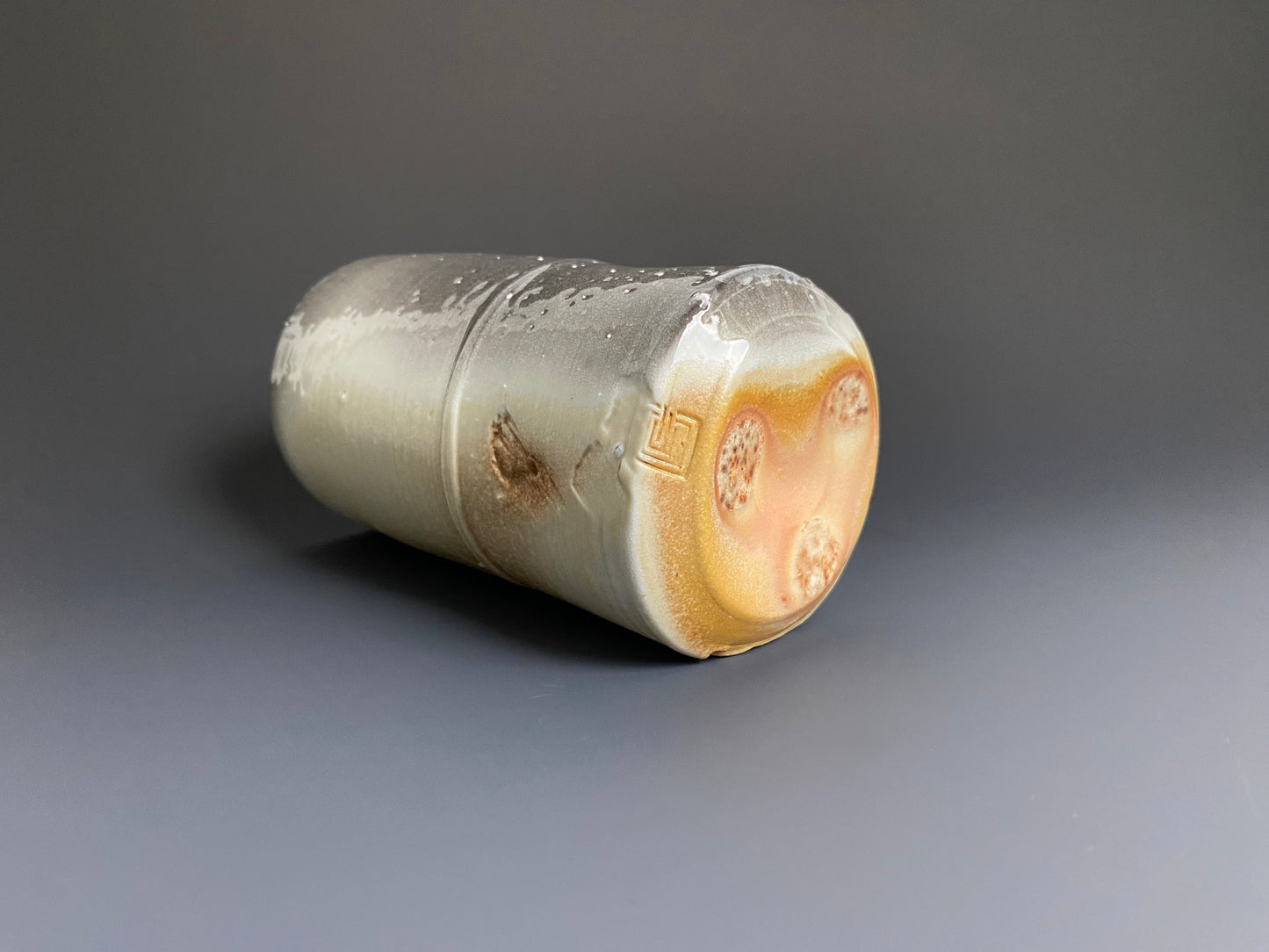 Tall Wood Fired Porcelain Tumbler with Indents