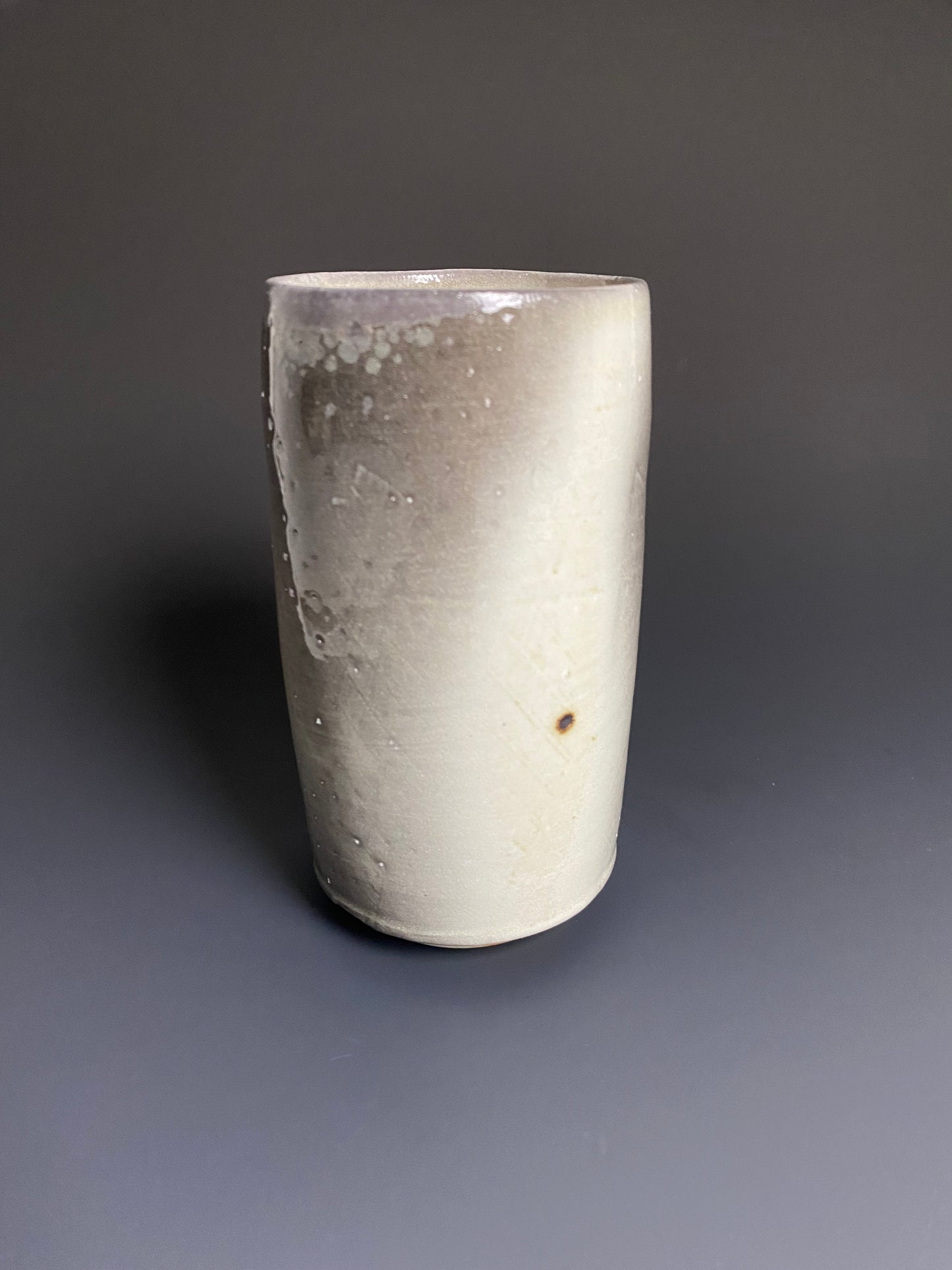 Tall Wood Fired Porcelain Tumbler with Paddle Marks