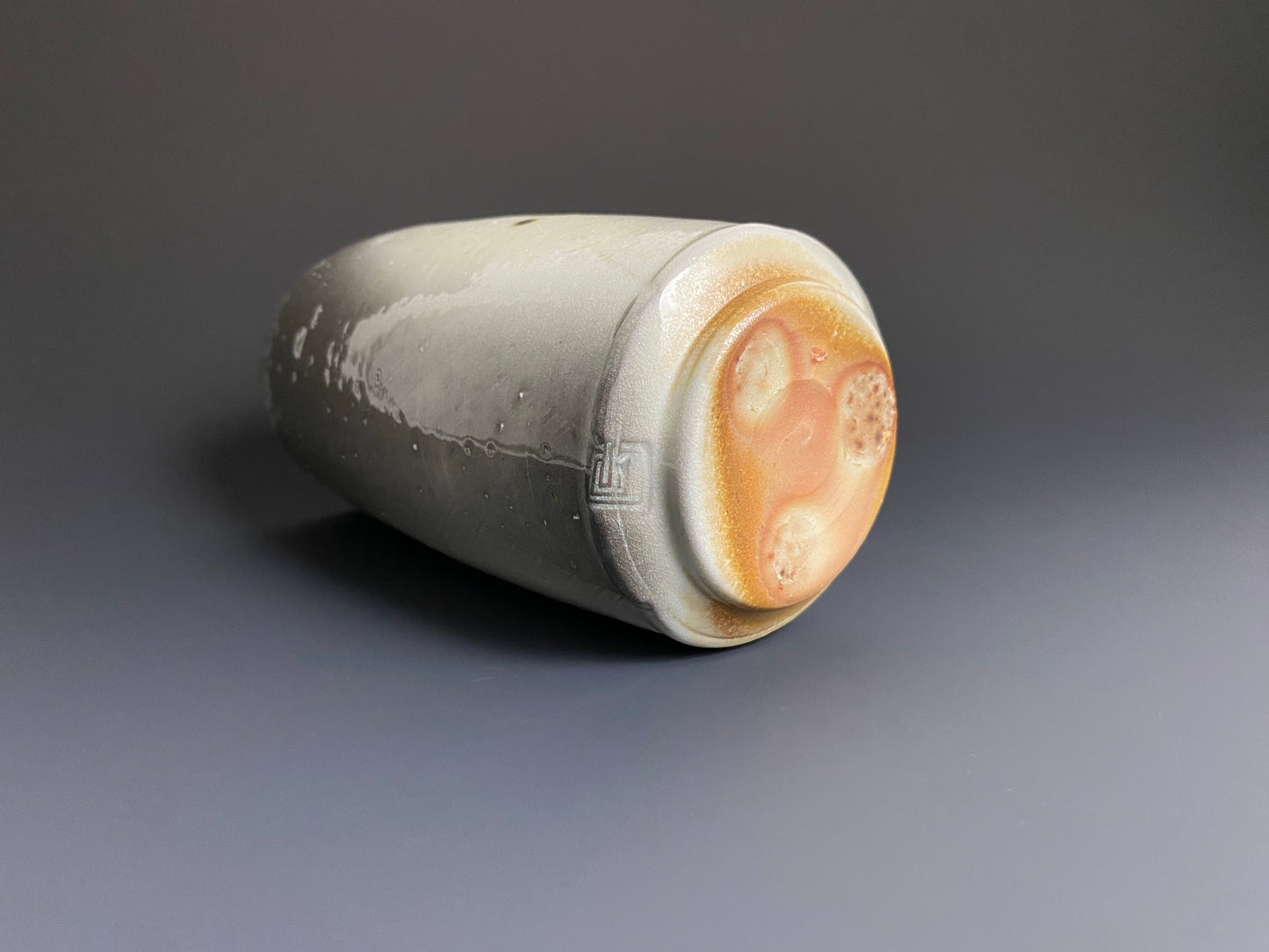 Tall Wood Fired Porcelain Tumbler with Paddle Marks