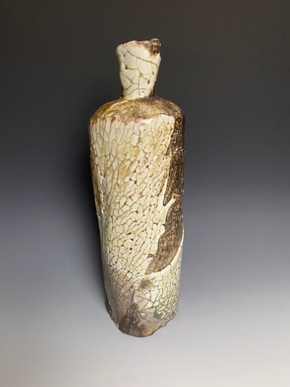 Wood Fired Bottle with White Crackle