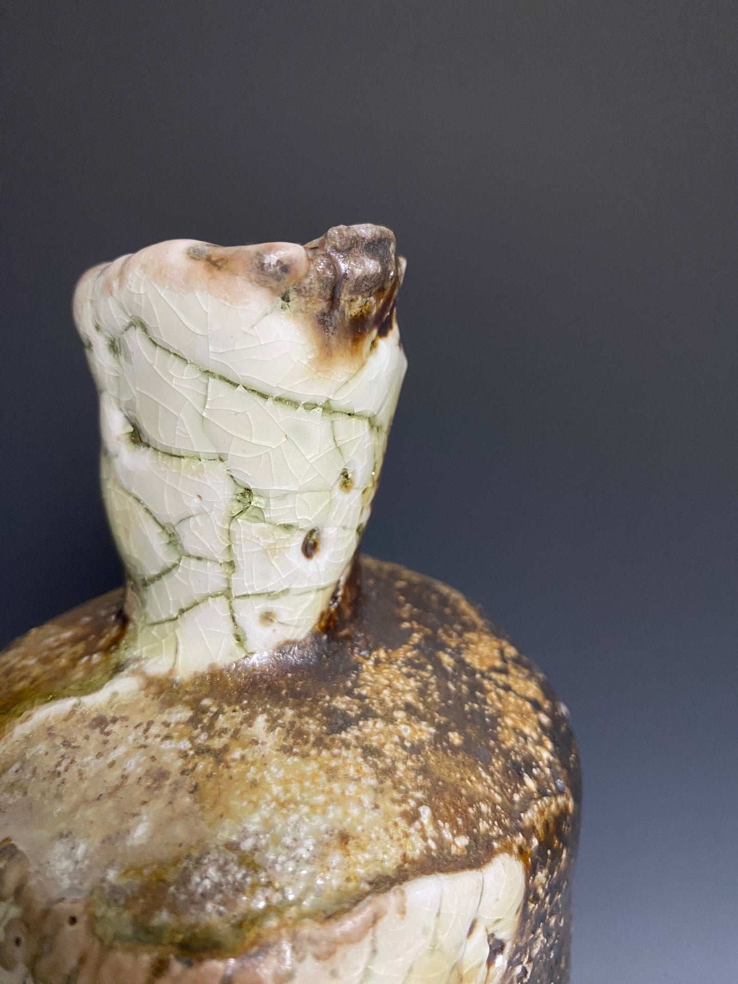 Wood Fired Bottle with White Crackle