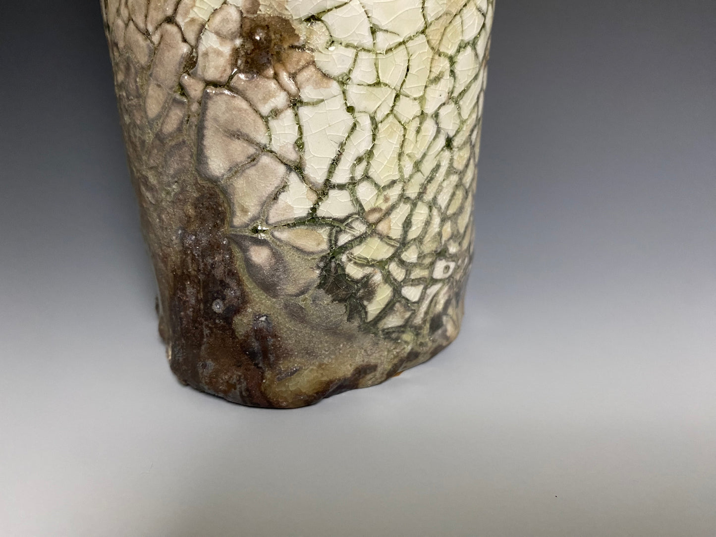 Wood Fired Bottle with White Crackle