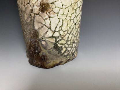 Wood Fired Bottle with White Crackle