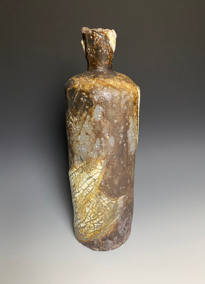 Wood Fired Bottle with White Crackle