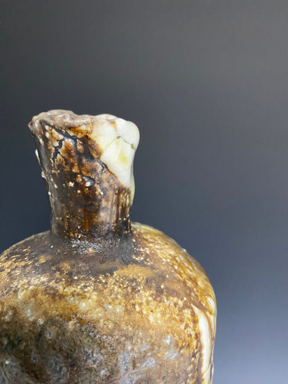 Wood Fired Bottle with White Crackle