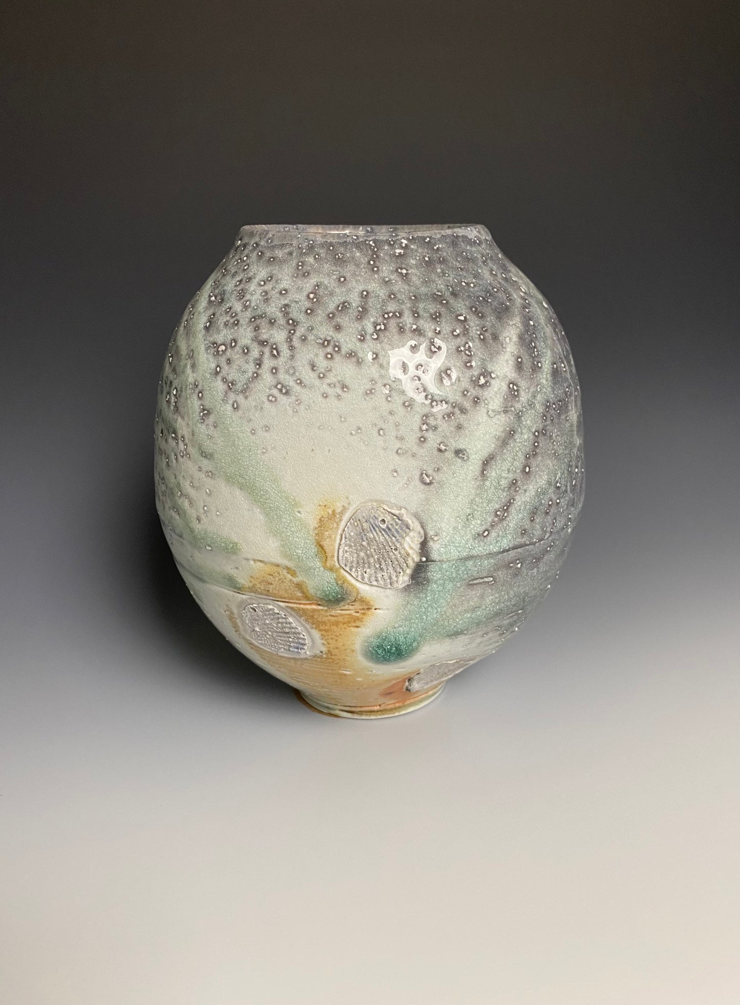 Wood Fired Porcelain Vase with Jewel