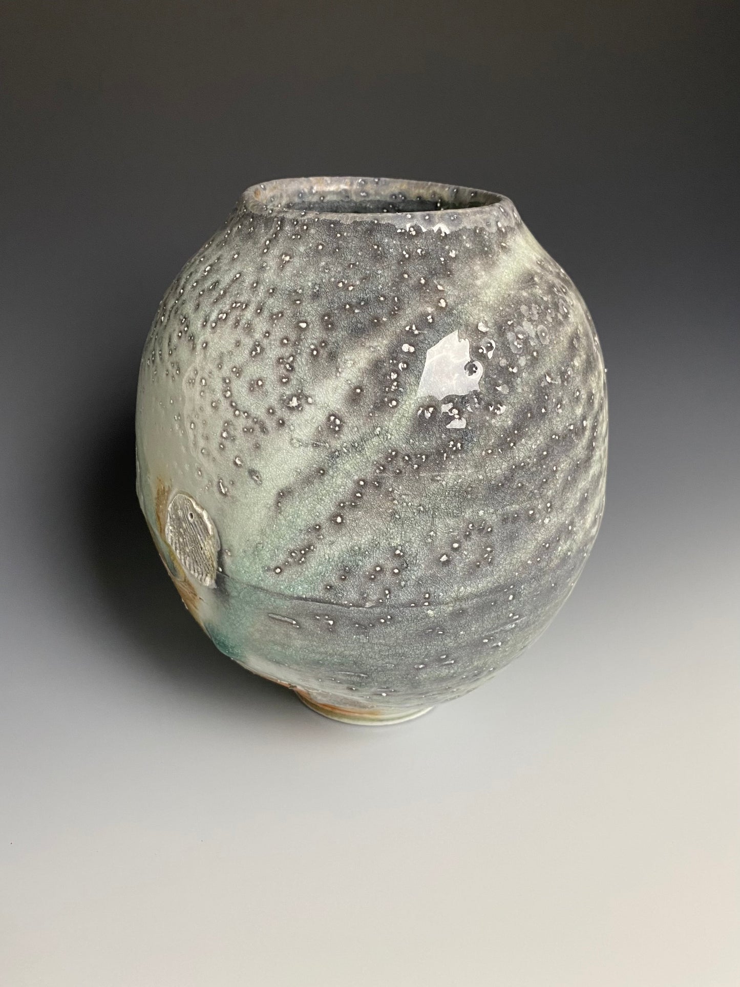 Wood Fired Porcelain Vase with Jewel