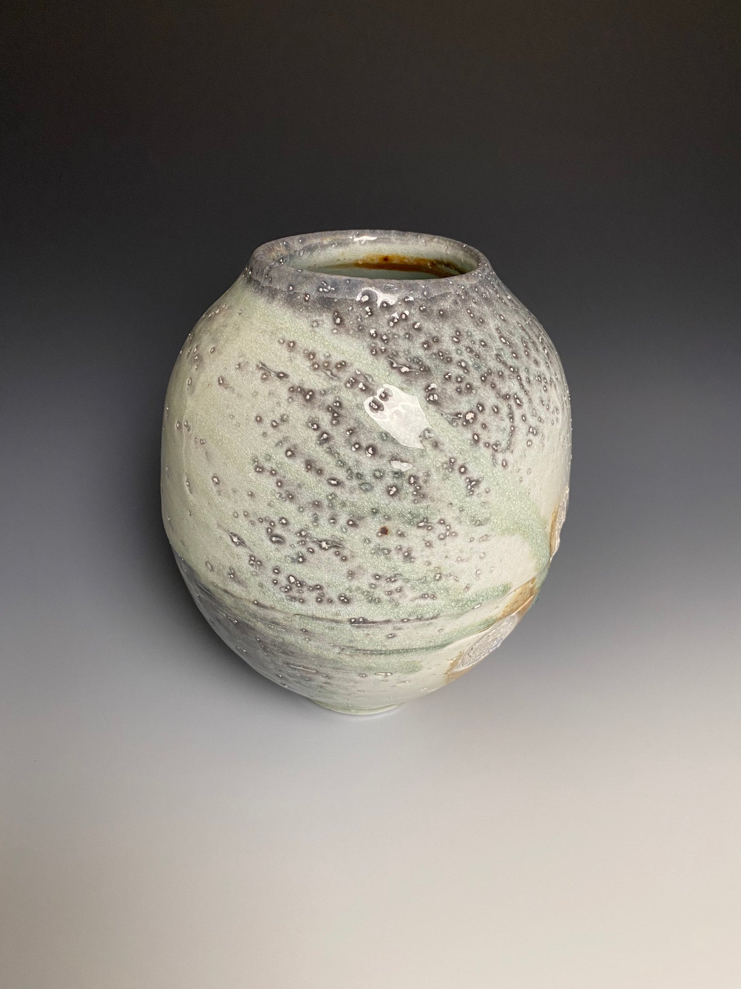 Wood Fired Porcelain Vase with Jewel