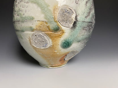 Wood Fired Porcelain Vase with Jewel