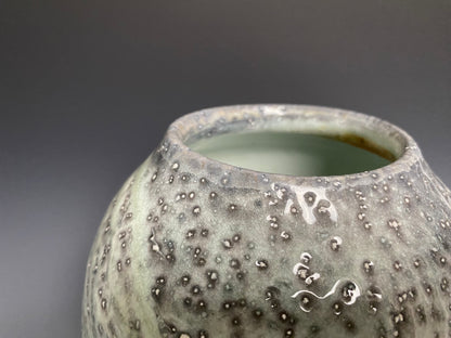 Wood Fired Porcelain Vase with Jewel