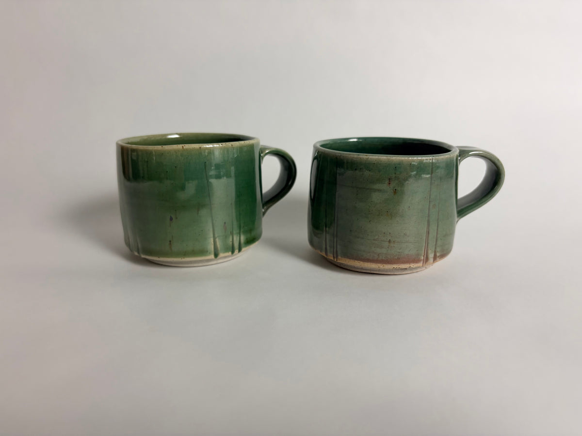 A Pair of Oribe Green Double Espresso Cups