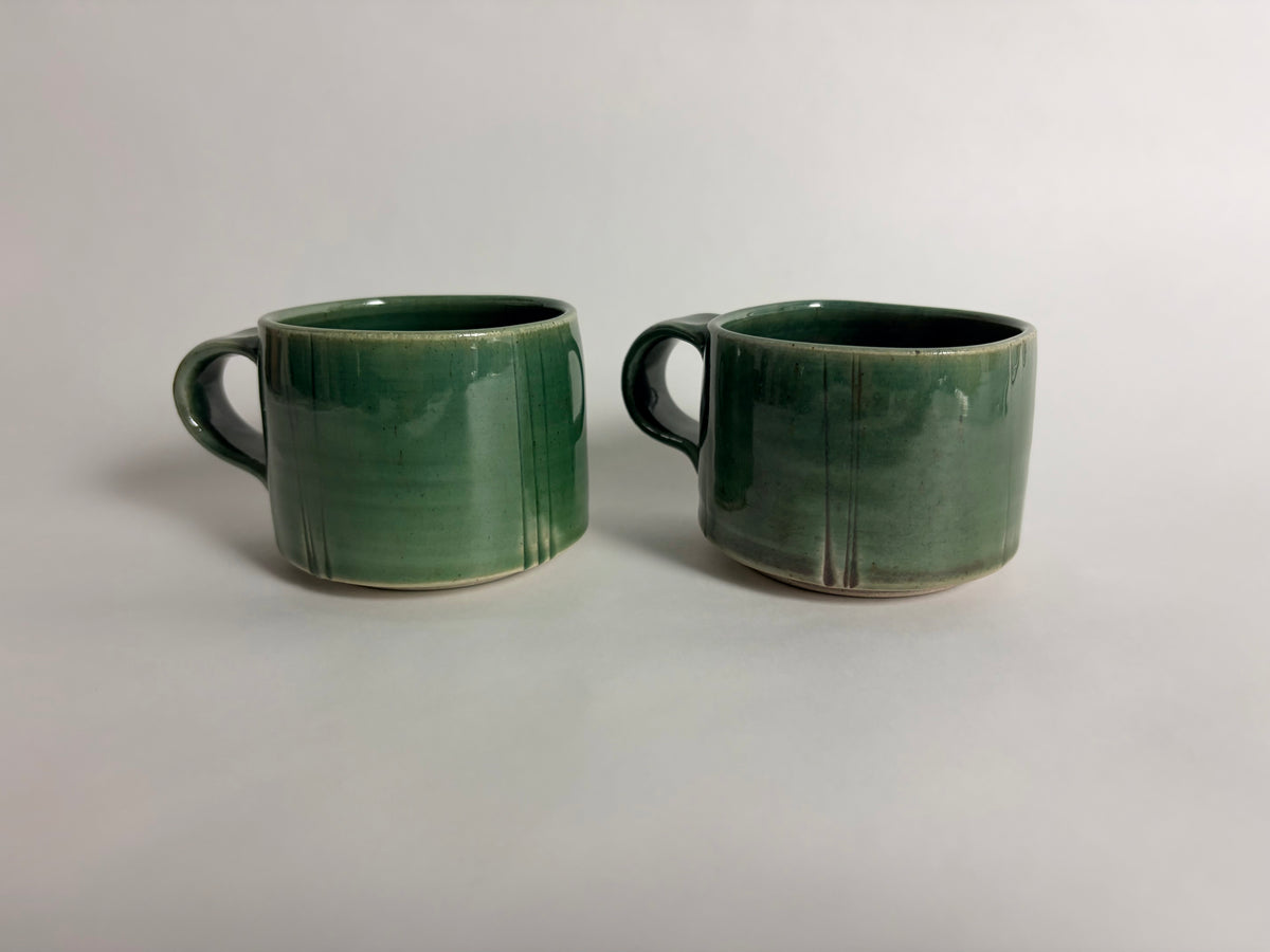 A Pair of Oribe Green Double Espresso Cups