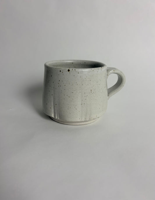 Mug with a Speckled Off White Glaze and Lines