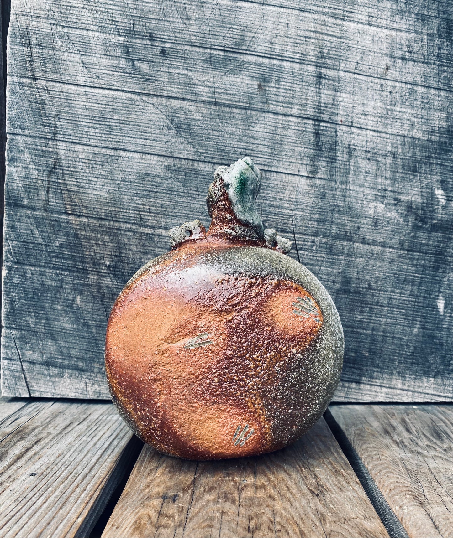 Wood Fired Canteen with Melted Glass Inclusions
