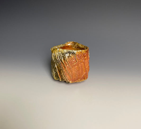 Wood fired hand carved sipping cup