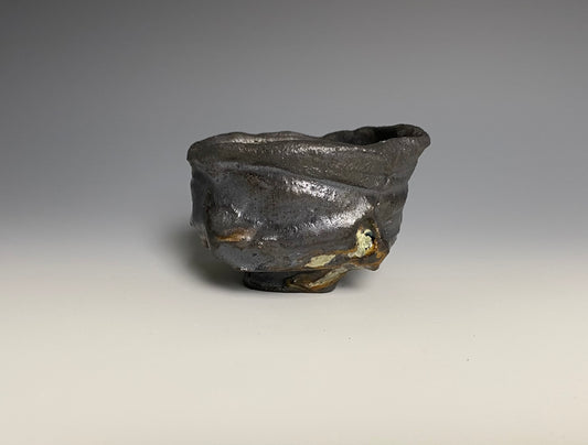 Wood Fired Sake Cup, Black Clay with Glass Inclusion
