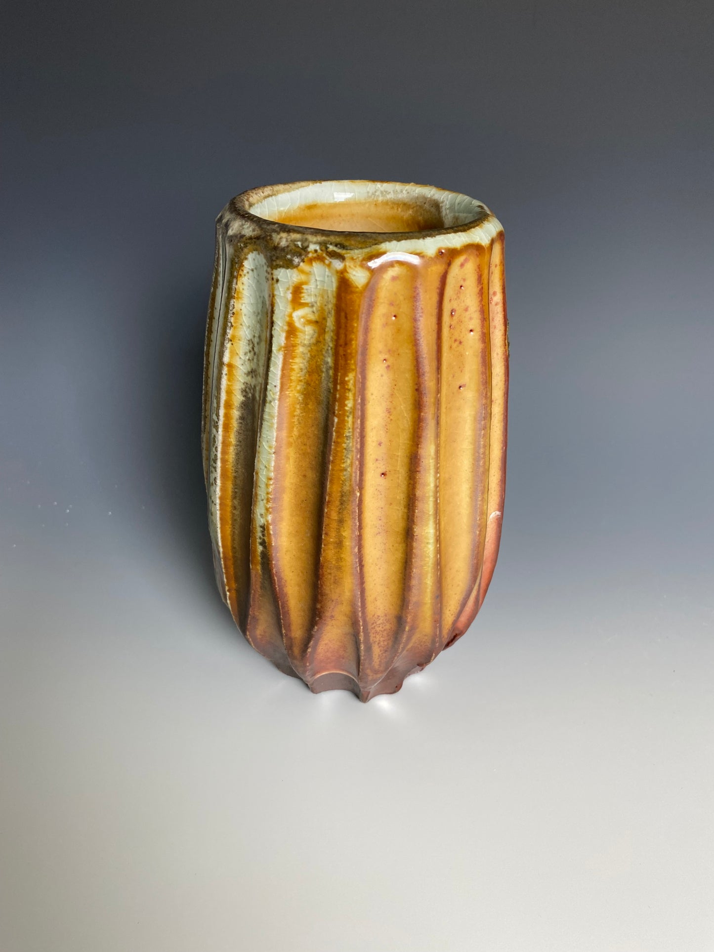 Wood Fired Faceted Vase