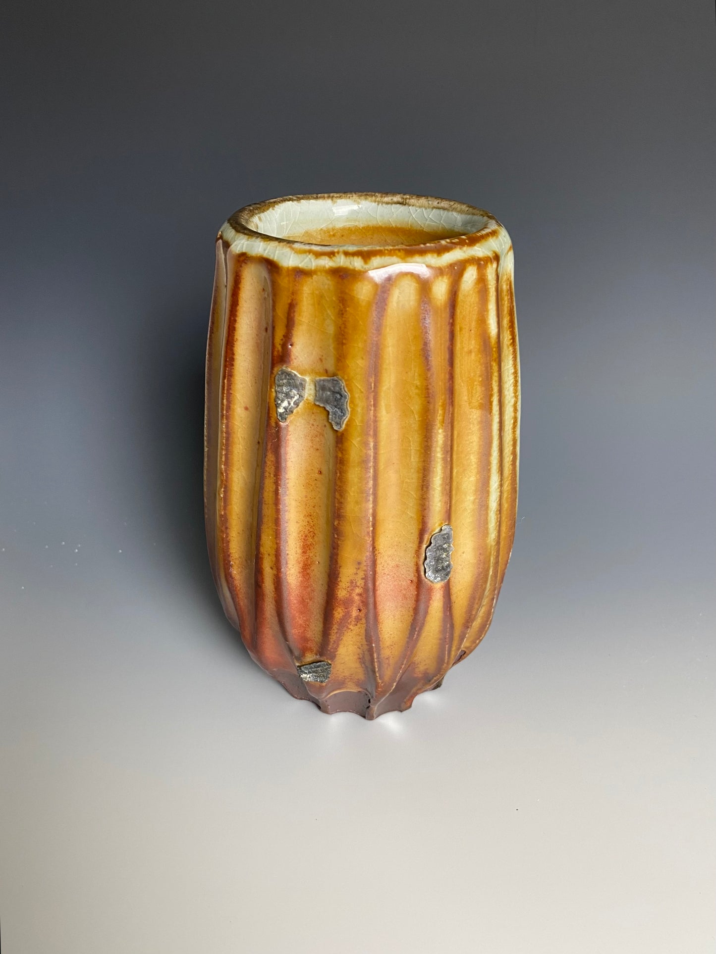 Wood Fired Faceted Vase