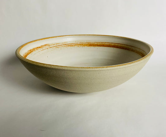Serving Bowl with a Matte Glaze and Bare Clay