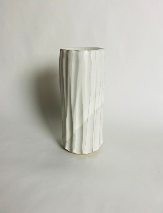 Fluted Vase with a Satin White Glaze
