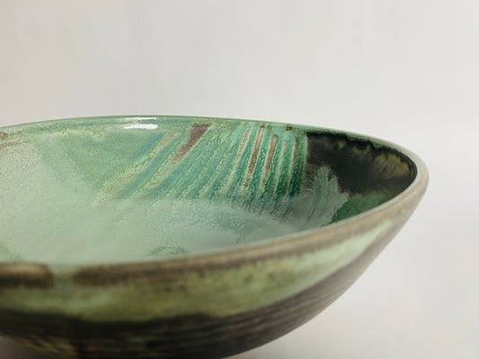 Serving Bowl in a Carbon/Spotted/Green Glaze