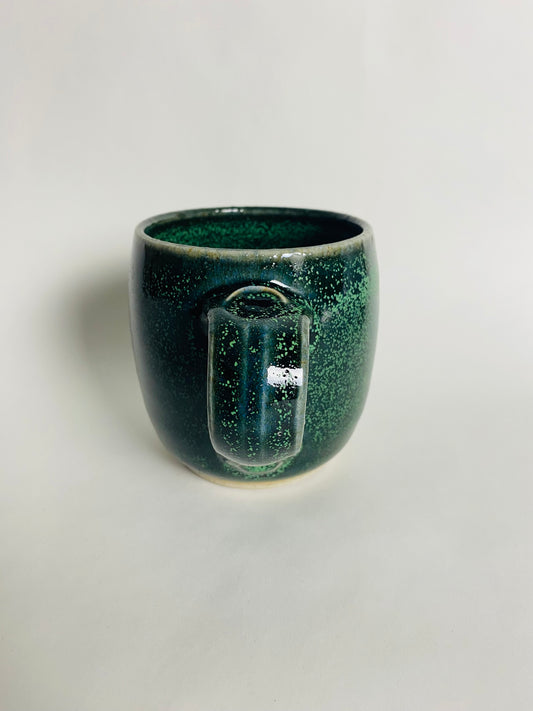 Mug with a Forest Green Glaze with Crystals