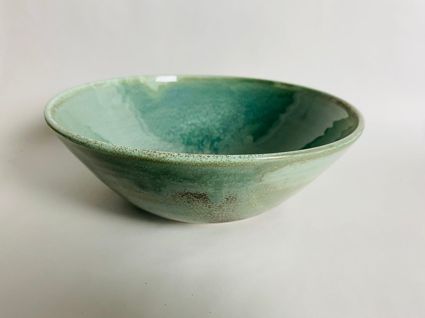 Serving Bowl with a Light Green Glaze