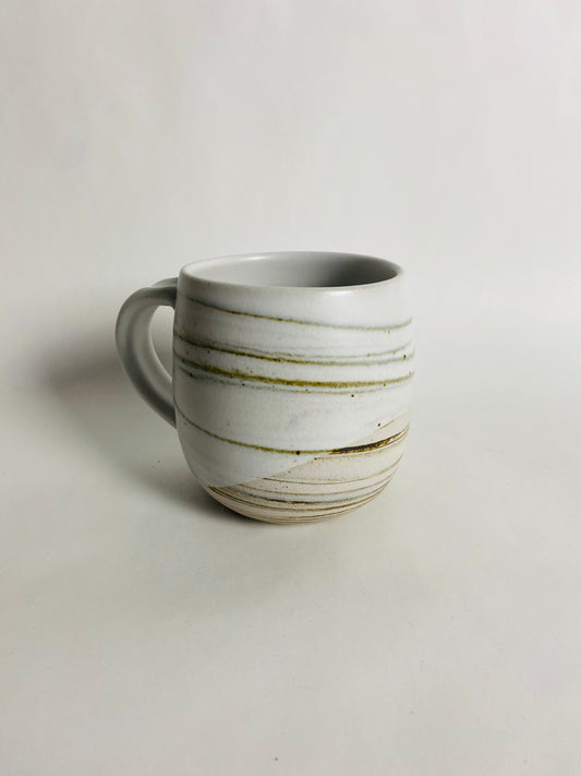 Mug with Satin White Glaze and Marbleized Clay