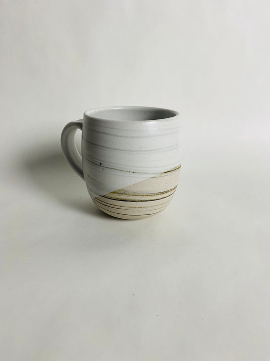 Mug with Satin White Glaze and Marbleized Clay