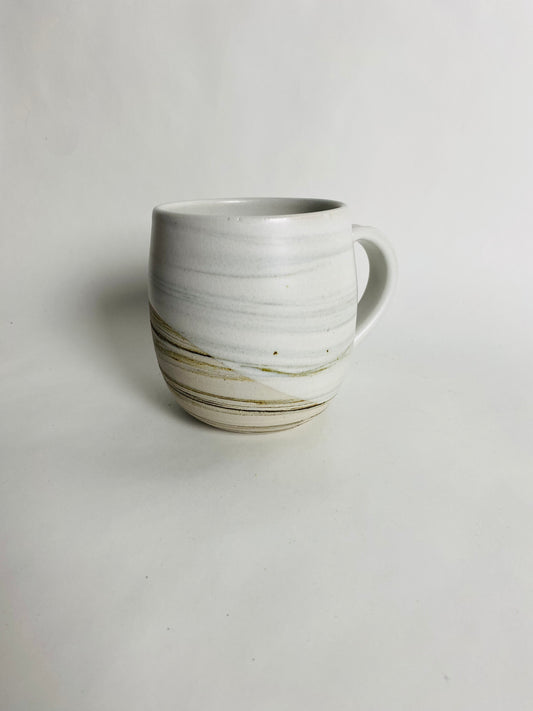 Mug with Satin White Glaze and Marbleized Clay
